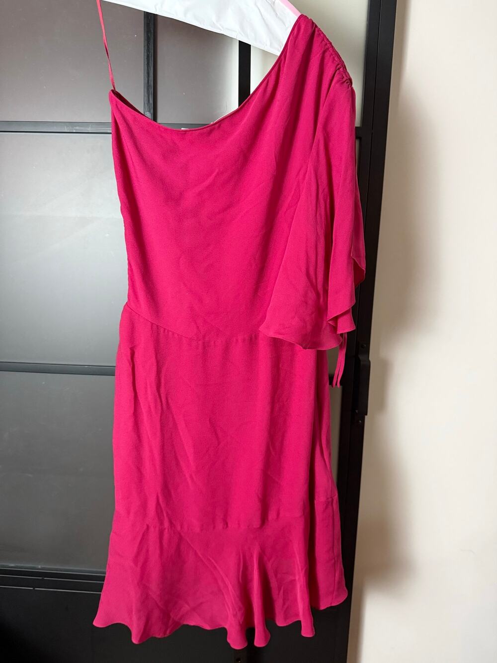 ALC One Shoulder Ruched Pink Silk Dress Size 10